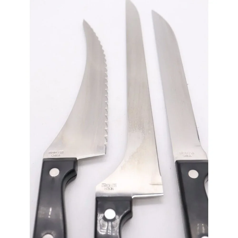 3 Ronco Six Star Knives - 3 Large Filet 7 Boning 8‎ Sportsman SS Full Tang
